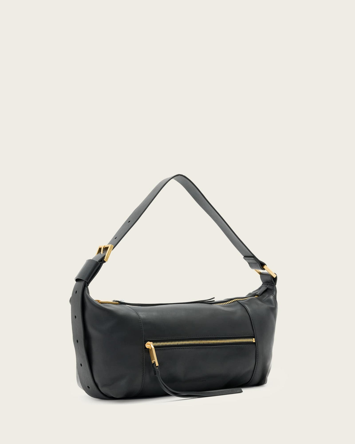 Vega Leather Shoulder Bag Black