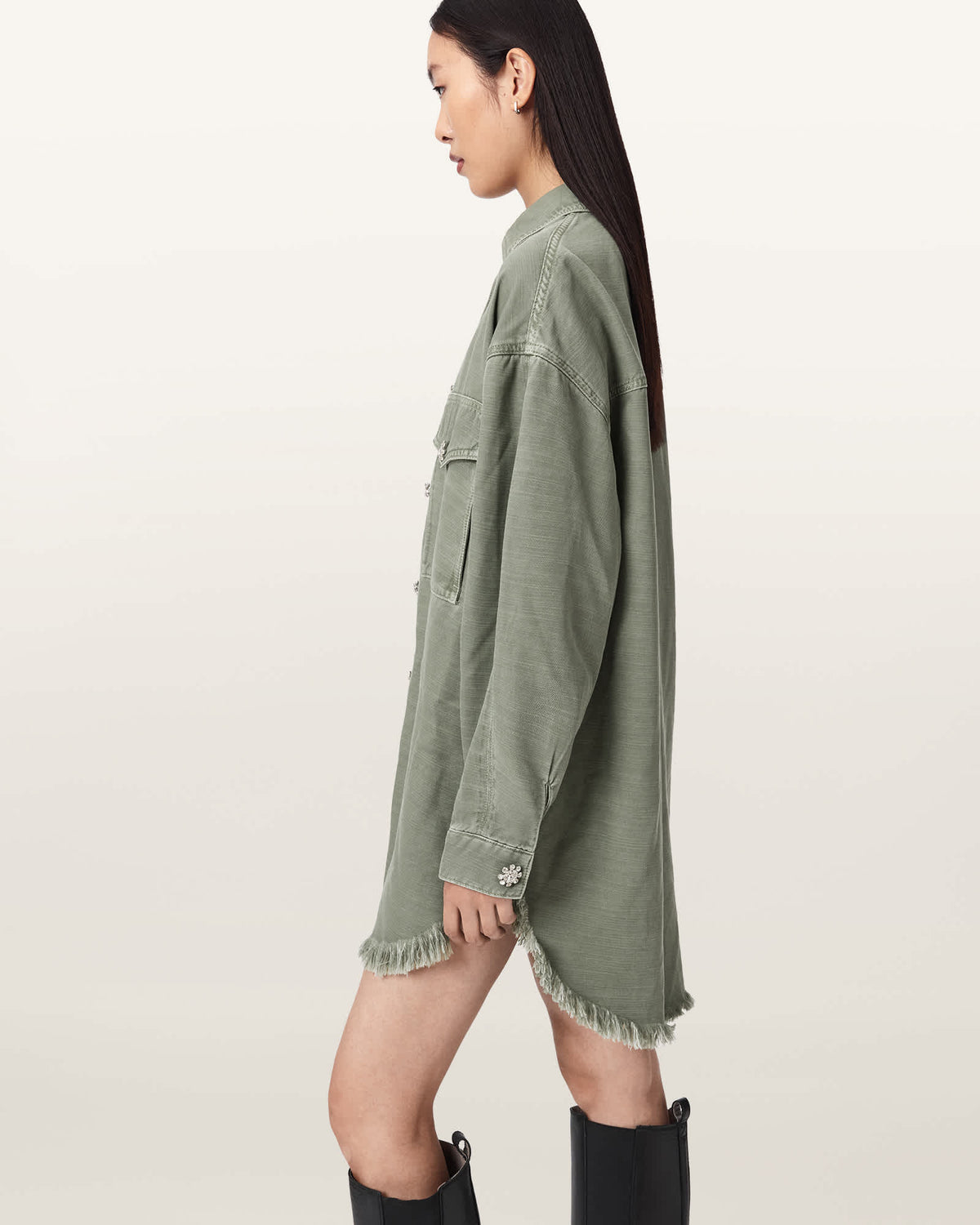 Hettie Oversized Long Sleeve Shacket Dress VINTAGE KHAKI