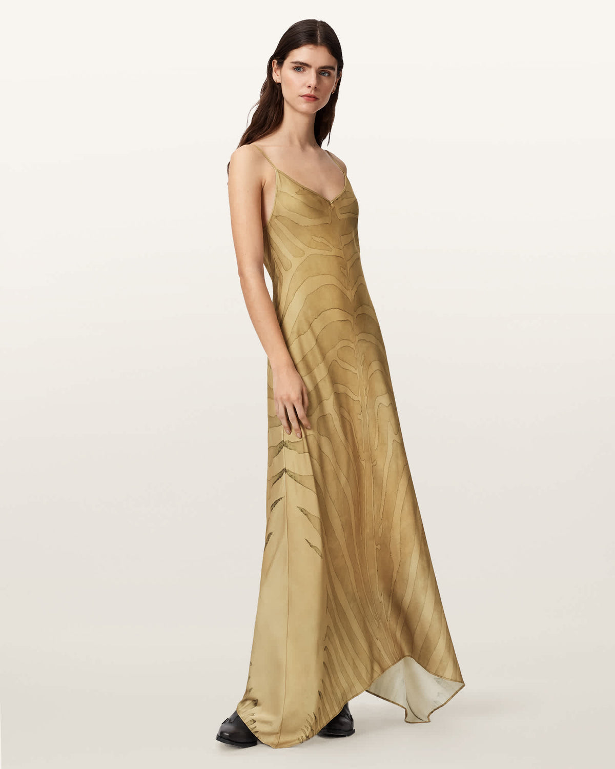 Leona V-Neck Maxi Slip Dress ZEBRA SAND GOLD
