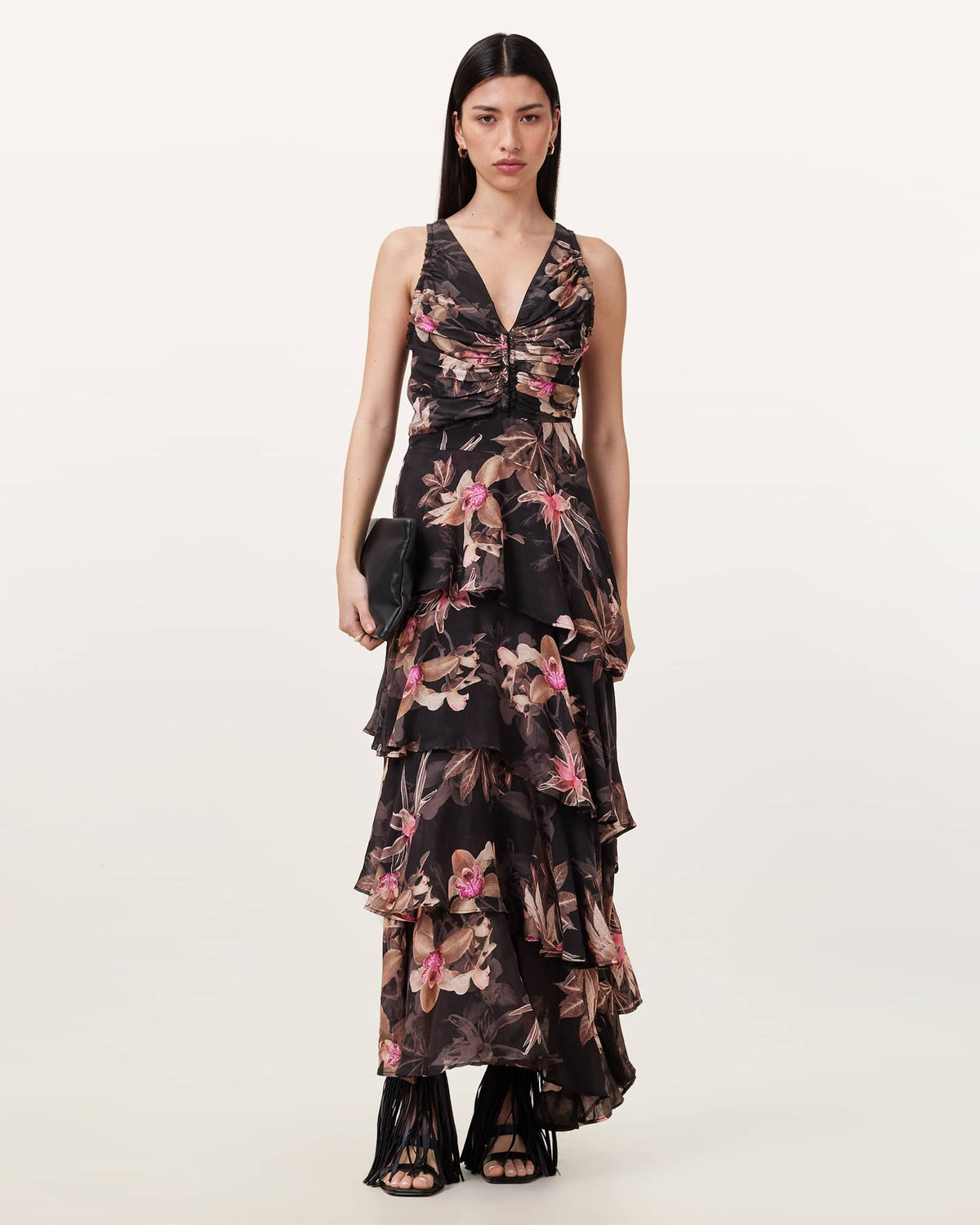 Cali Floral Print Maxi Dress ADENA BLACK