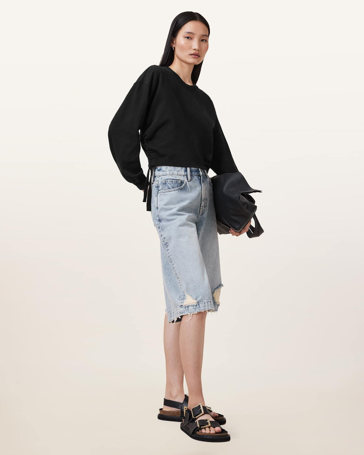 Mira Haven Cropped Sweatshirt Black