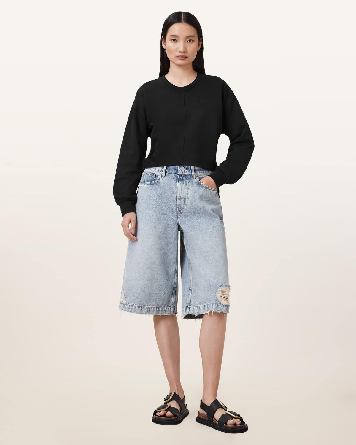 Mira Haven Cropped Sweatshirt Black