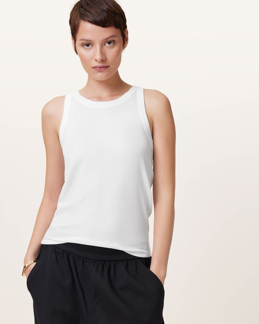 Rina Crew Neck Sleeveless Tank Top White