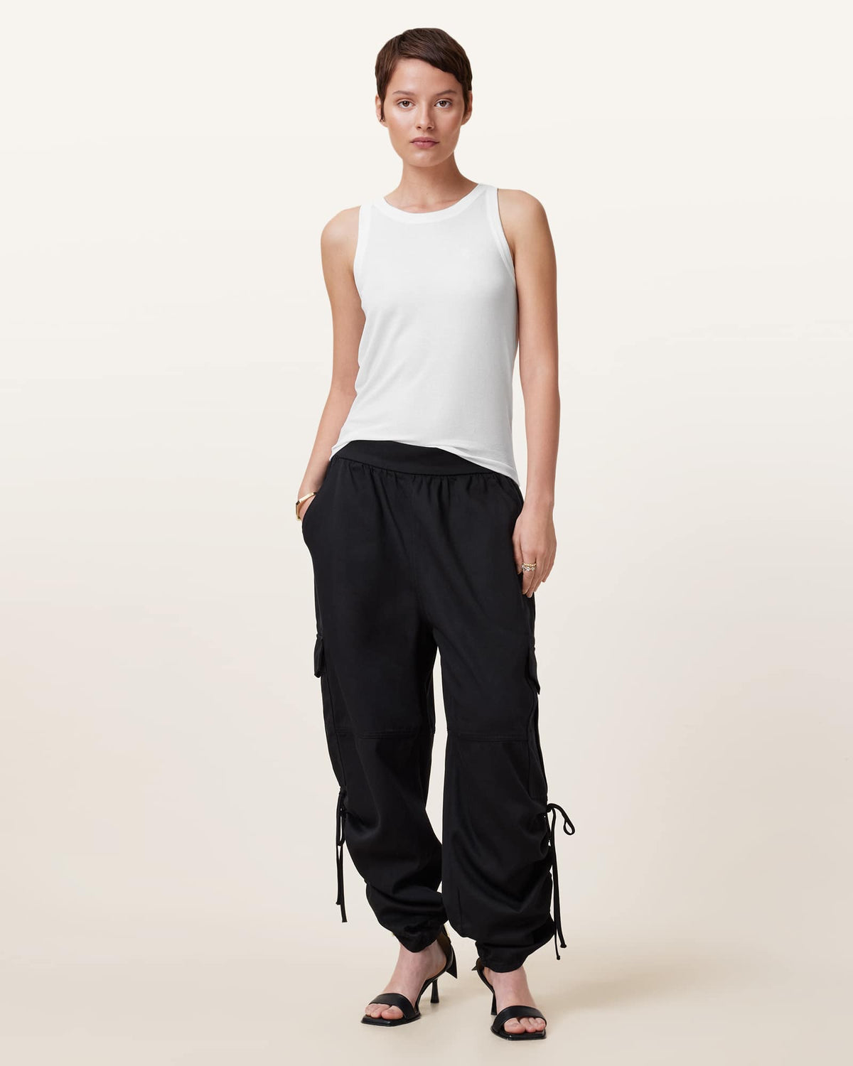 Rina Crew Neck Sleeveless Tank Top White