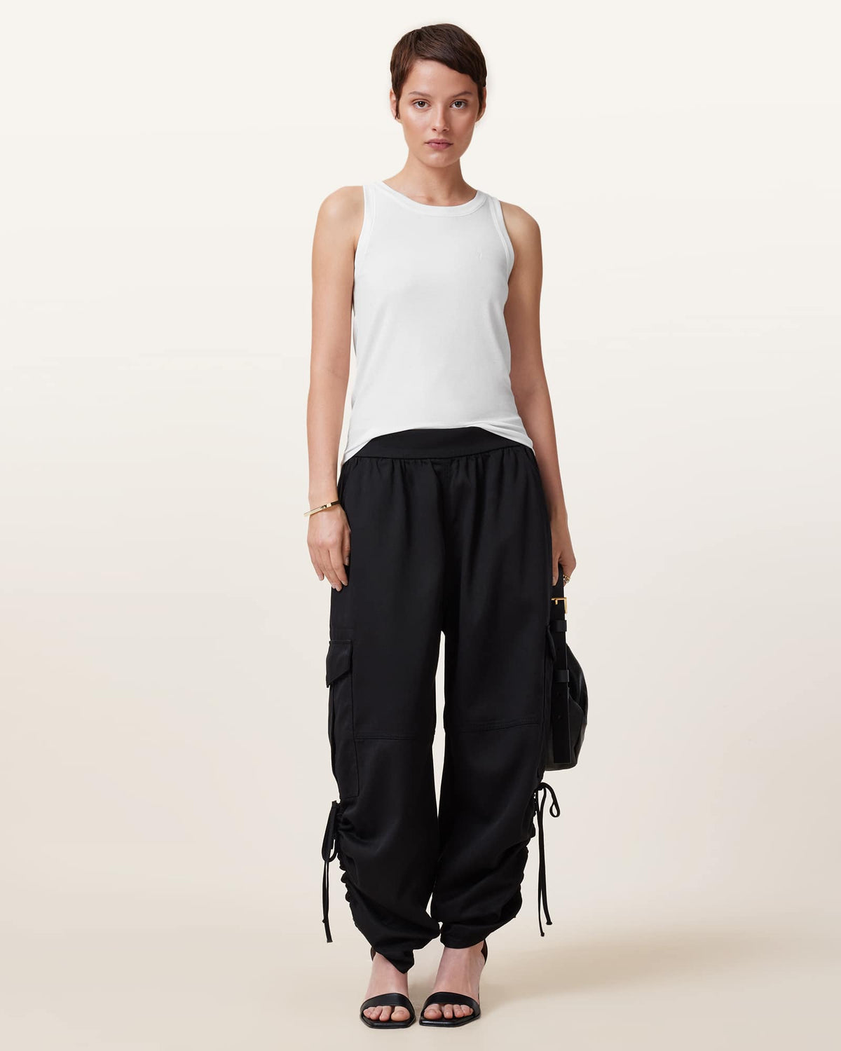 Rina Crew Neck Sleeveless Tank Top White