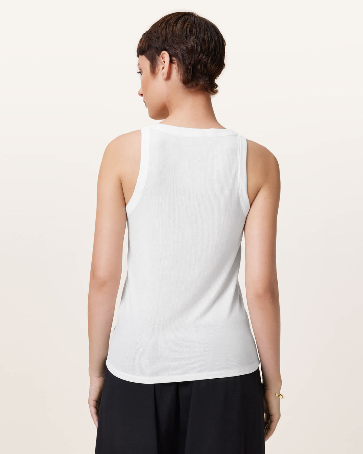 Rina Crew Neck Sleeveless Tank Top White