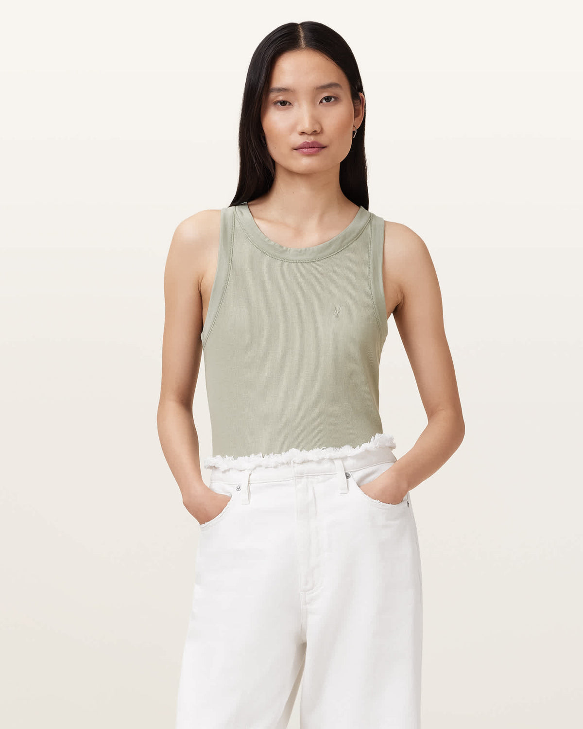 Rina Crew Neck Sleeveless Tank Top ABBEY STONE GREEN