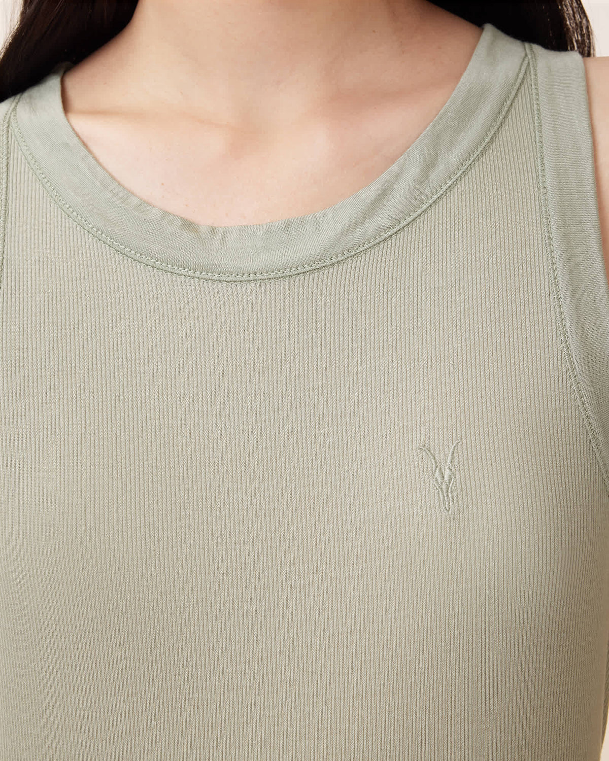 Rina Crew Neck Sleeveless Tank Top ABBEY STONE GREEN