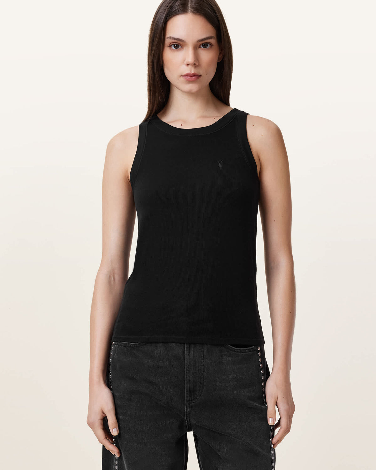 Rina Crew Neck Sleeveless Tank Top Black