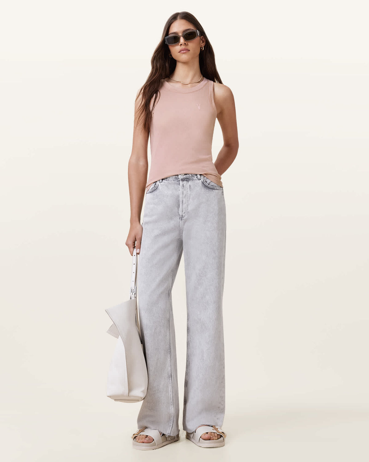 Rina Crew Neck Sleeveless Tank Top ROSE DUST PINK