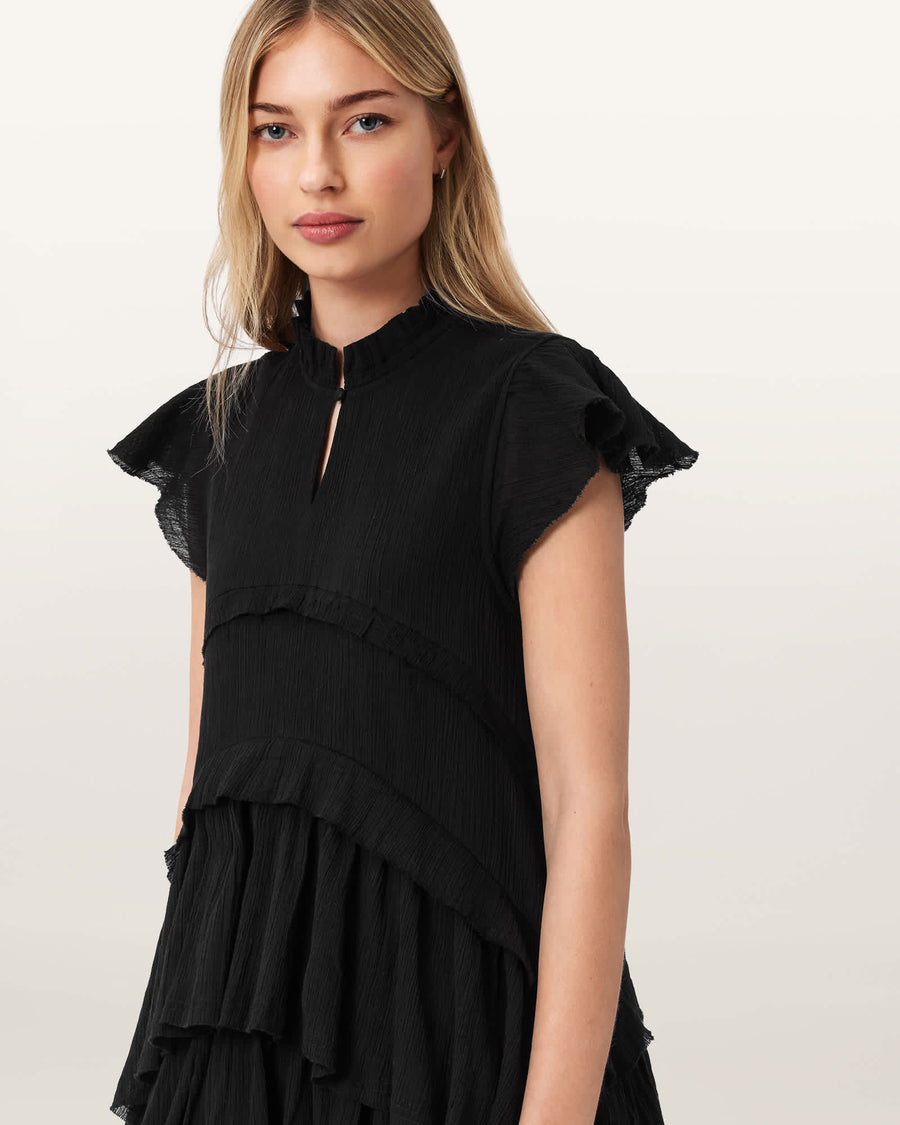 Cavarly Cotton Mini Dress Black