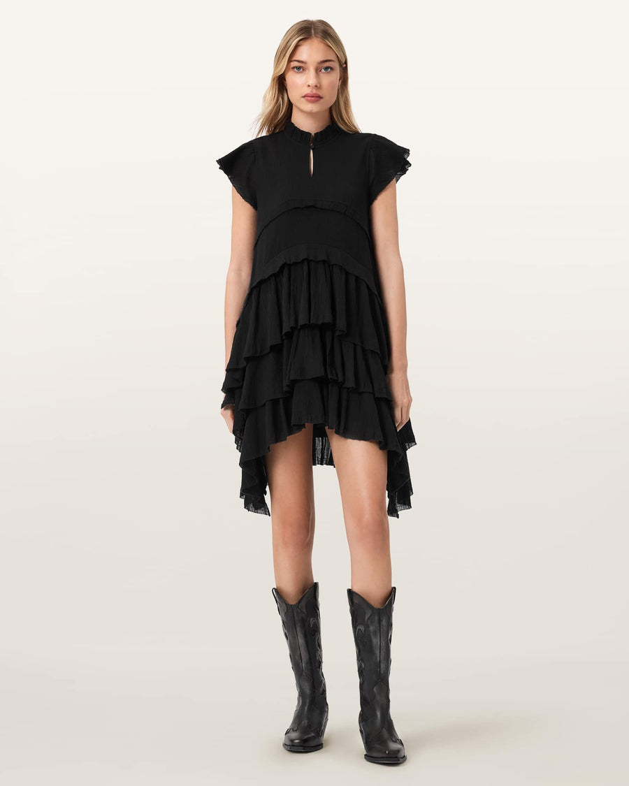 Cavarly Cotton Mini Dress Black