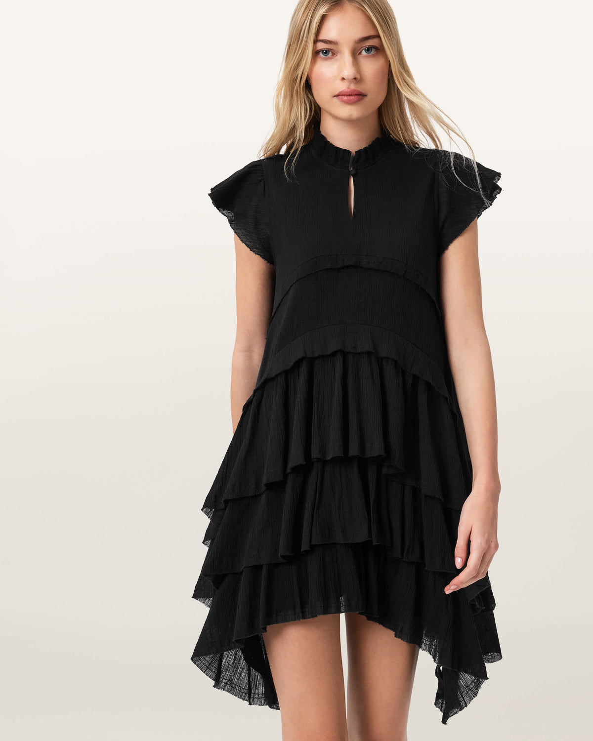 Cavarly Cotton Mini Dress Black