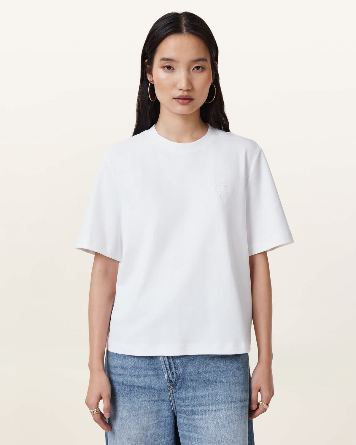 Lisa Cotton Crew Neck T-Shirt Optic White