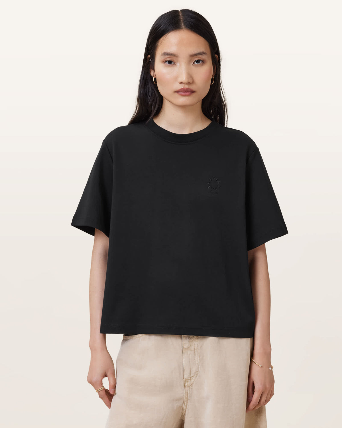 Lisa Cotton Crew Neck T-Shirt Black
