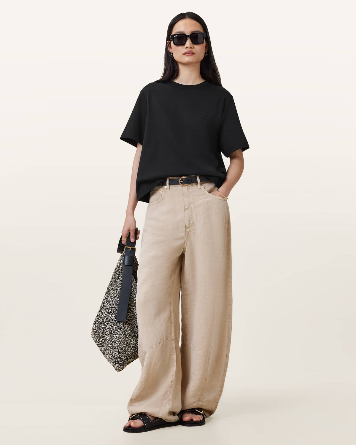 Lisa Cotton Crew Neck T-Shirt Black