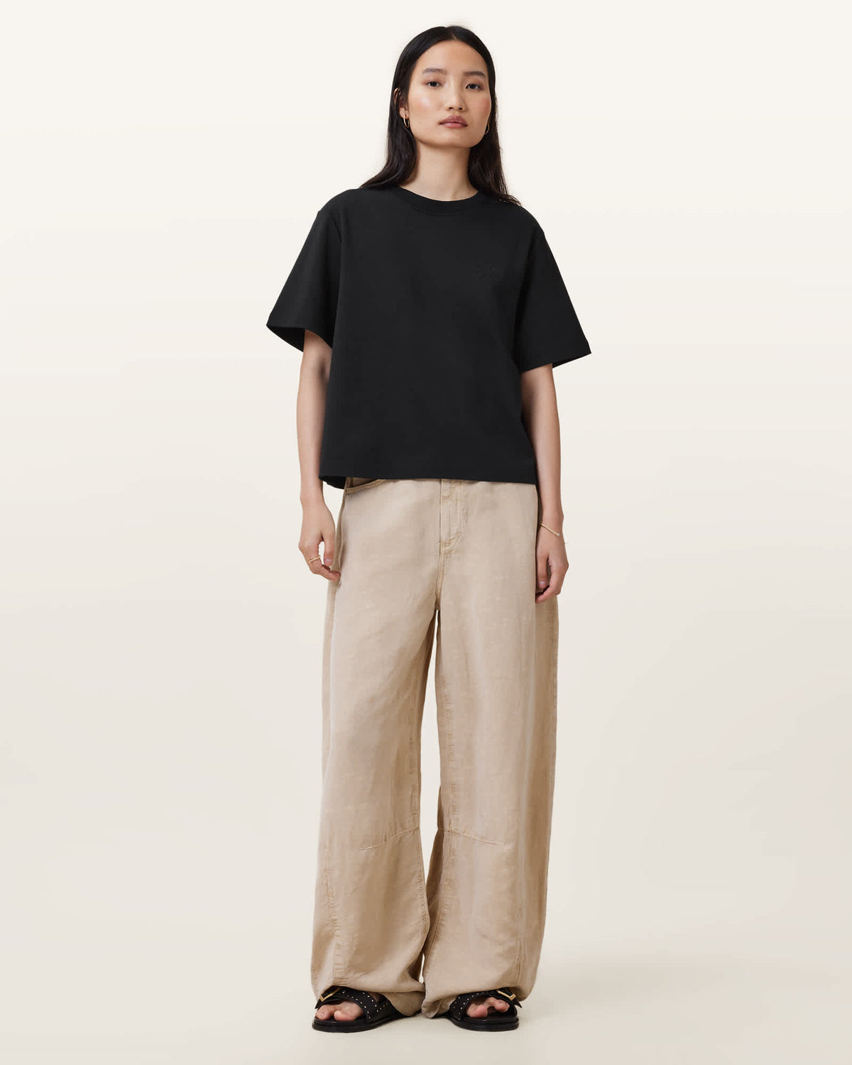 Lisa Cotton Crew Neck T-Shirt Black