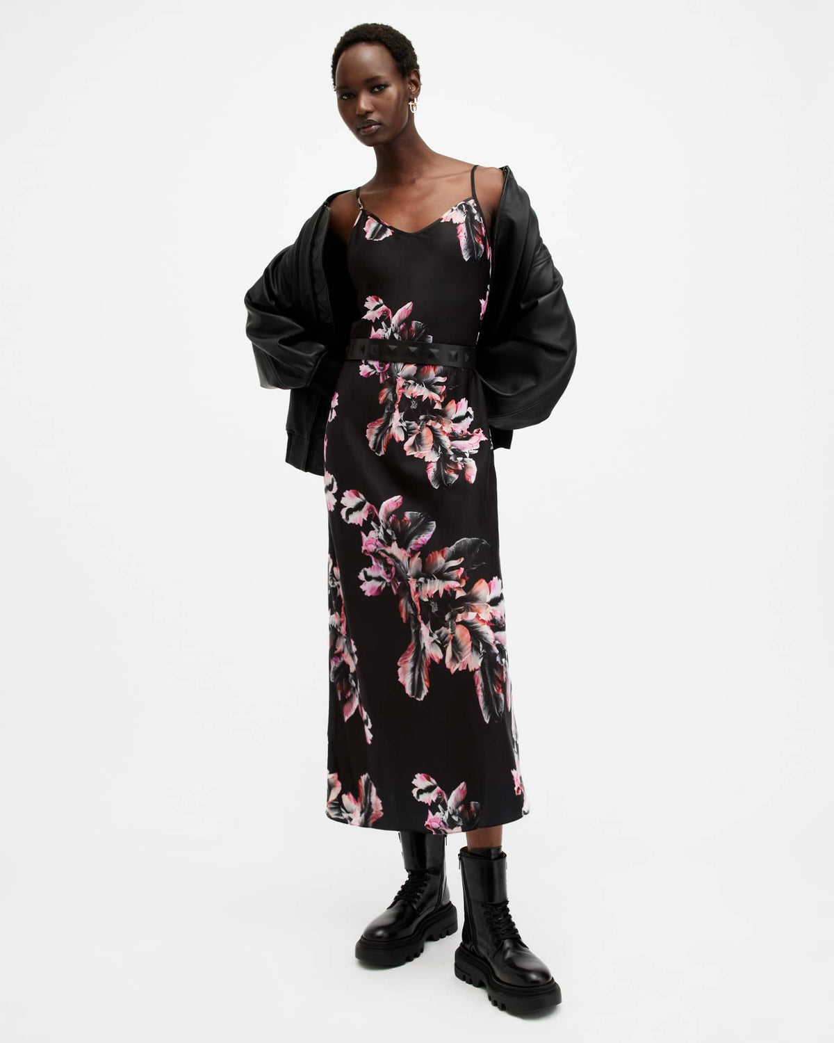Bryony V-Neck Maxi Slip Dress MONICA PETAL PINK