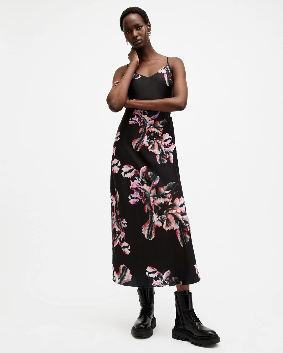 Bryony V-Neck Maxi Slip Dress MONICA PETAL PINK