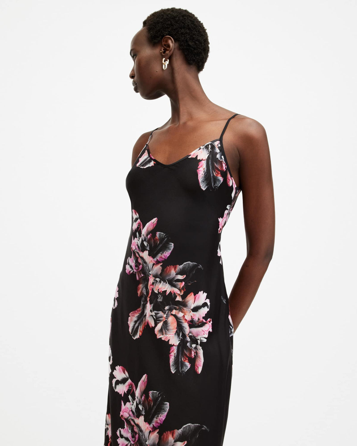 Bryony V-Neck Maxi Slip Dress MONICA PETAL PINK
