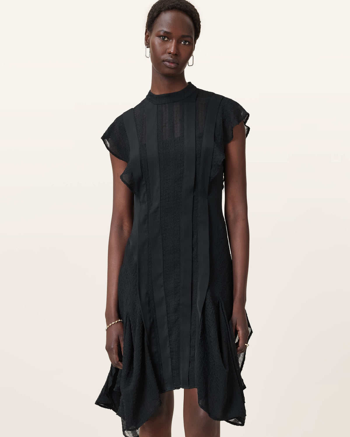 Fleur Textured Bodycon Midi Dress Black