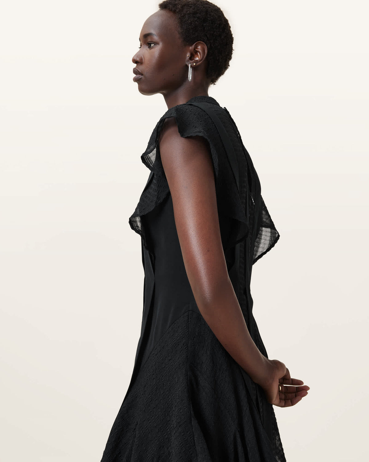 Fleur Textured Bodycon Midi Dress Black