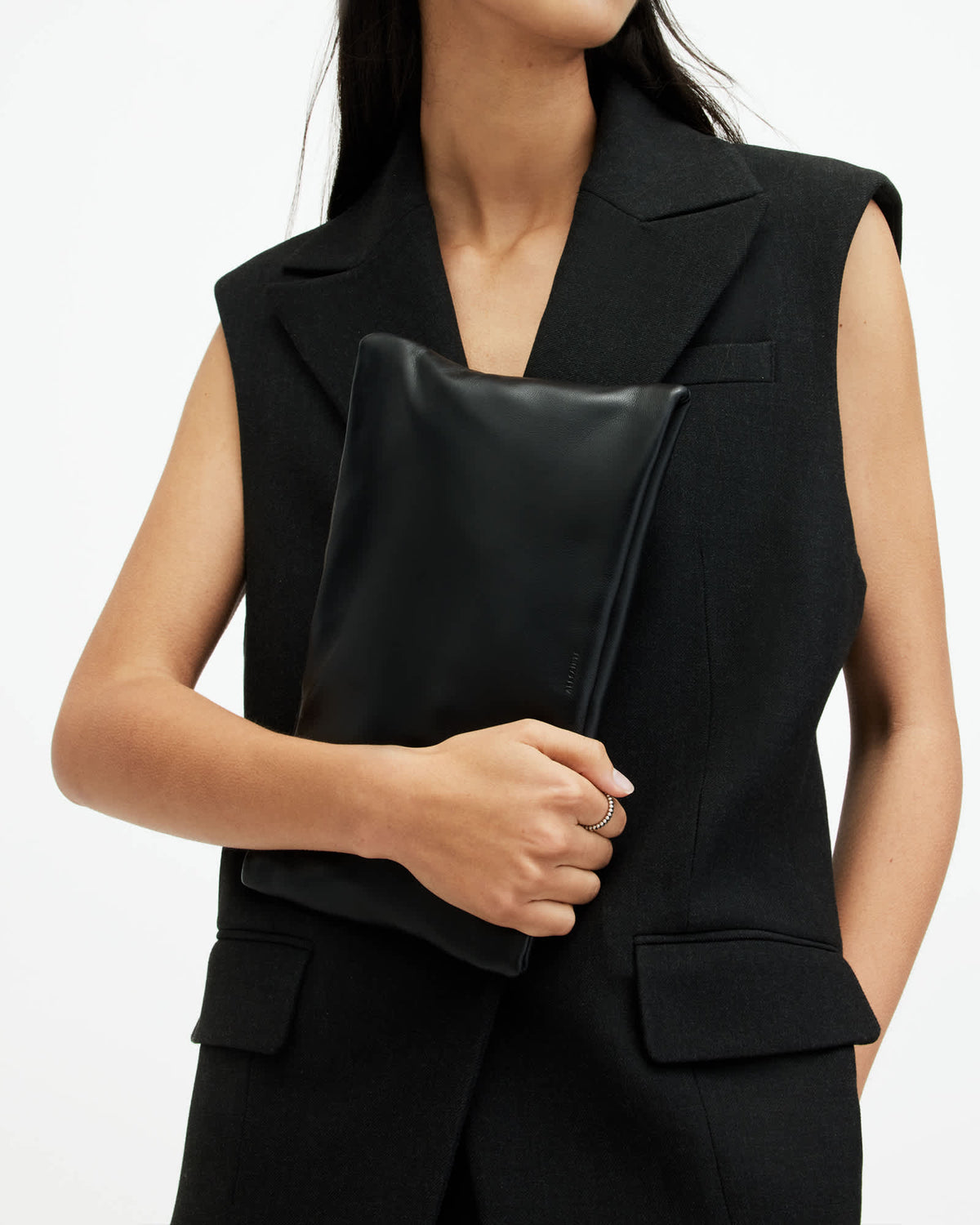 Bettina Leather Clutch Bag Black
