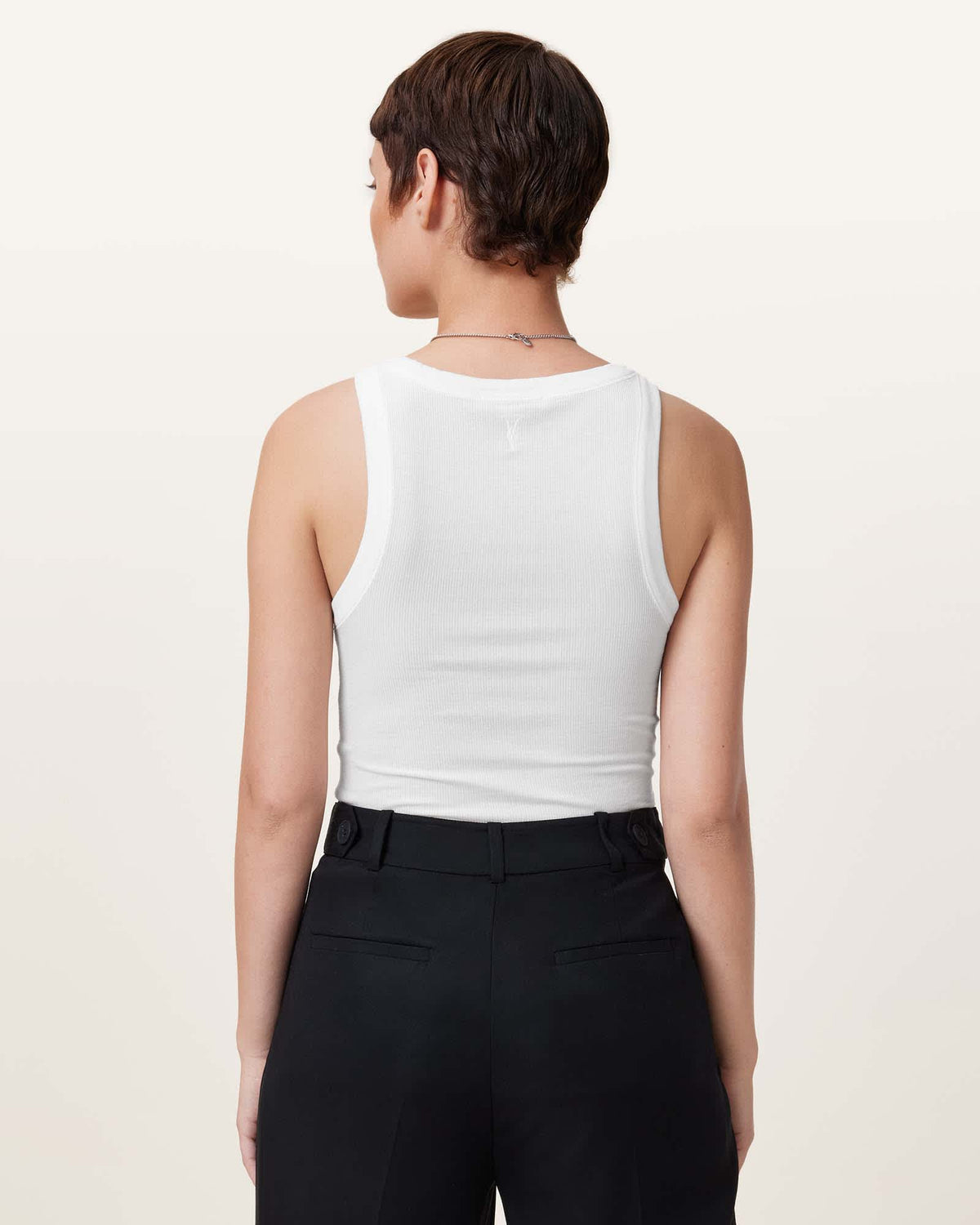 Rina Crew Neck Sleeveless Tank Top White
