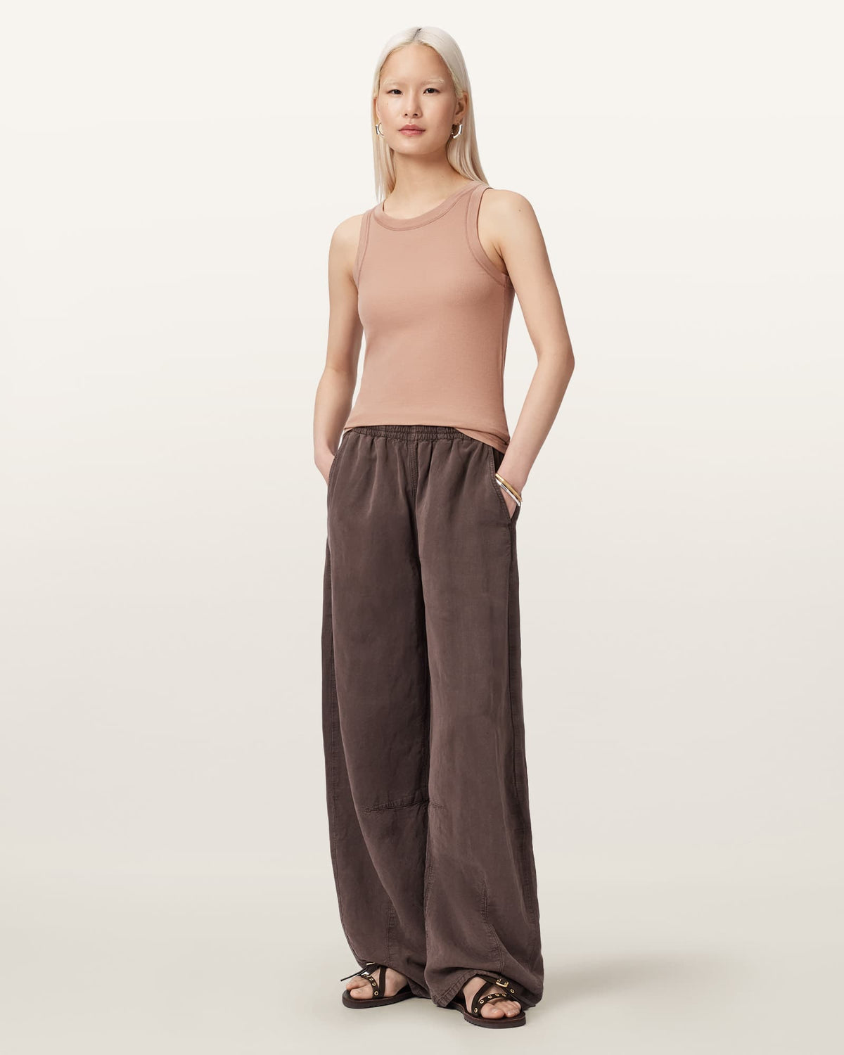 Rina Crew Neck Sleeveless Tank Top TUSCAN PINK