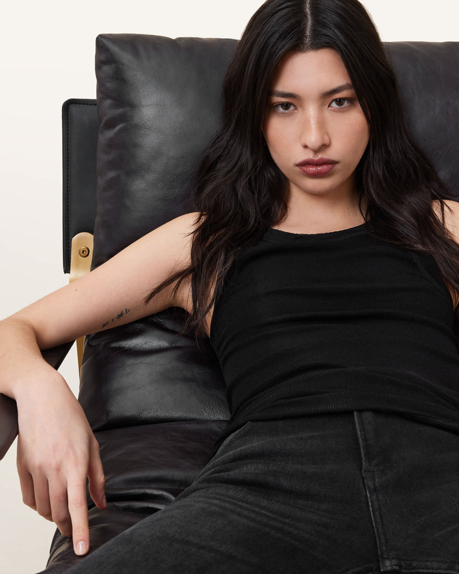 Rina Crew Neck Sleeveless Tank Top Black