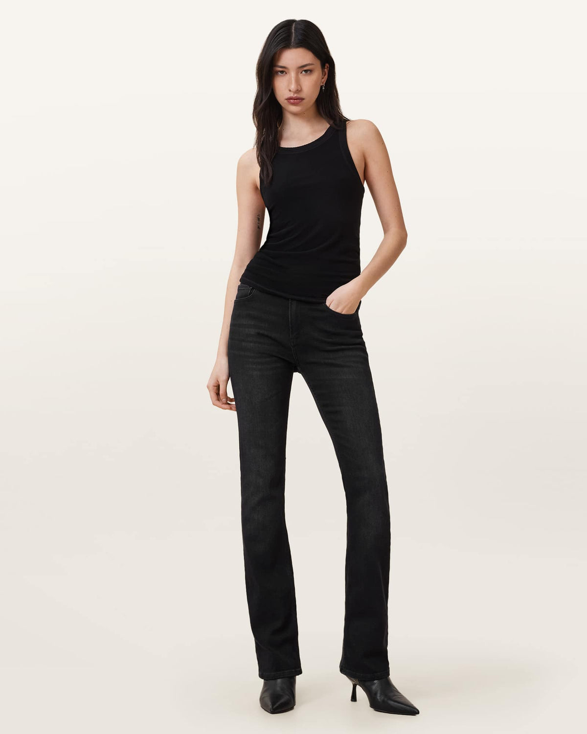 Rina Crew Neck Sleeveless Tank Top Black