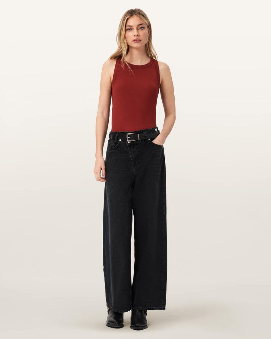 Rina Crew Neck Sleeveless Tank Top PAPRIKA RED