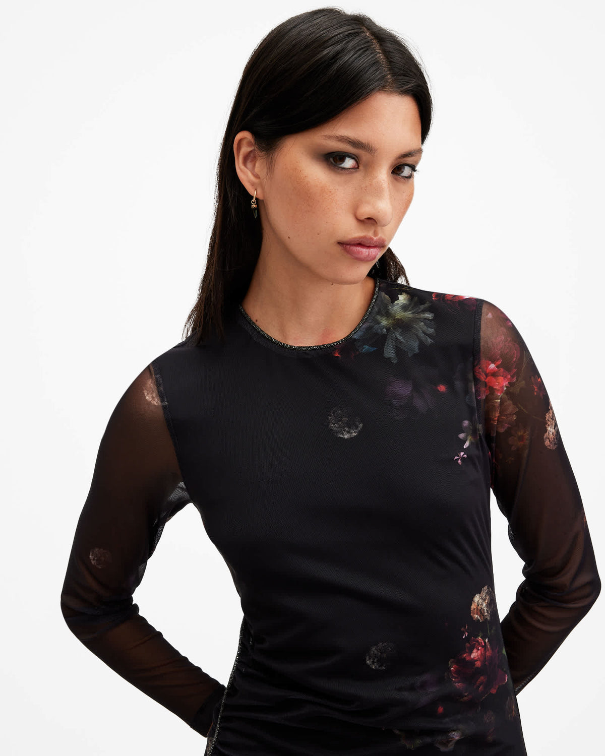 Nora Ruched Sparkle Midi Dress MORTEM BLACK