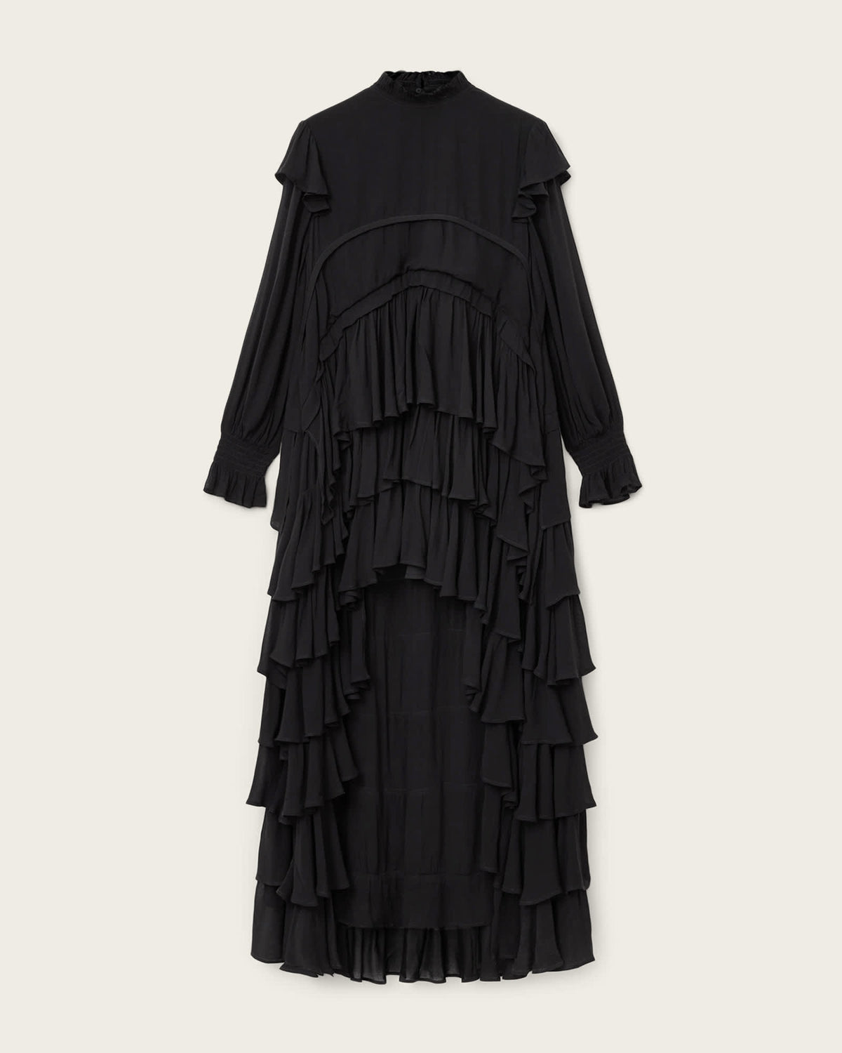 Cavarly Tiered Ruffle Maxi Dress Black