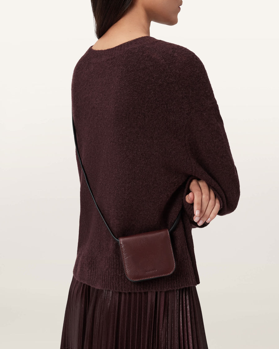 Maeve Leather Cardholder Crossbody Dark Red