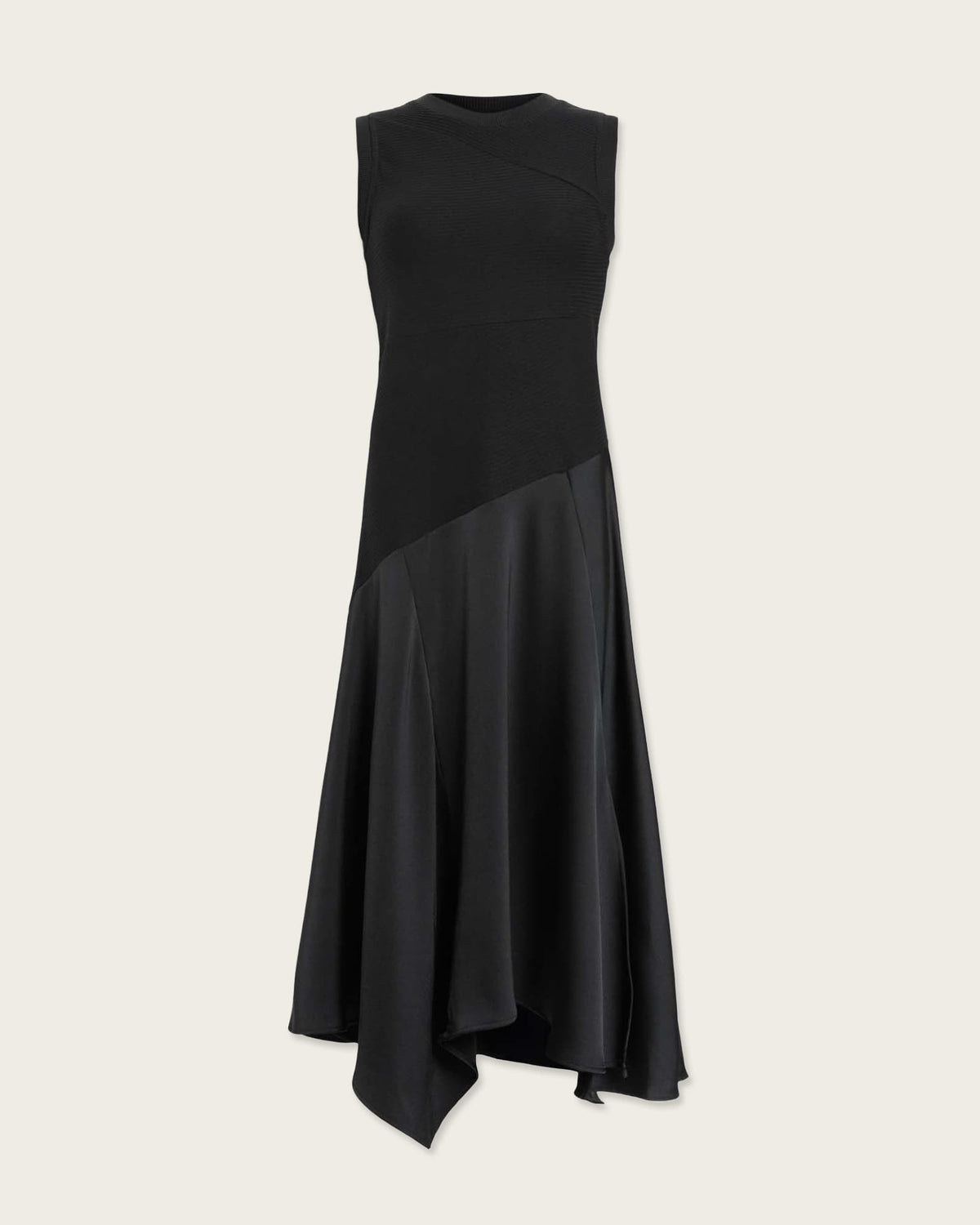 Pia Asymmetric Satin Dress Black