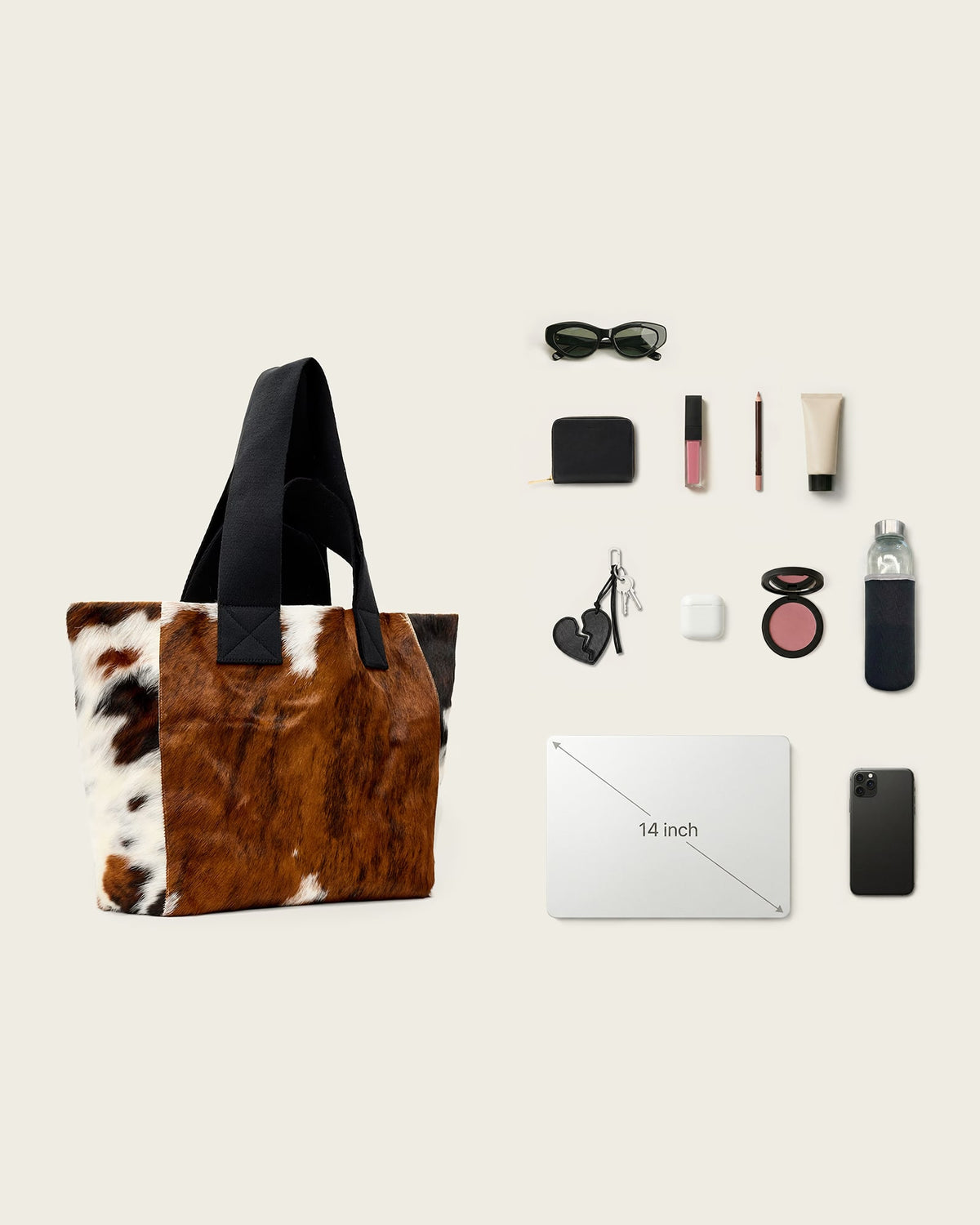 Izzy Cow Leather Tote Bag COW PRINT