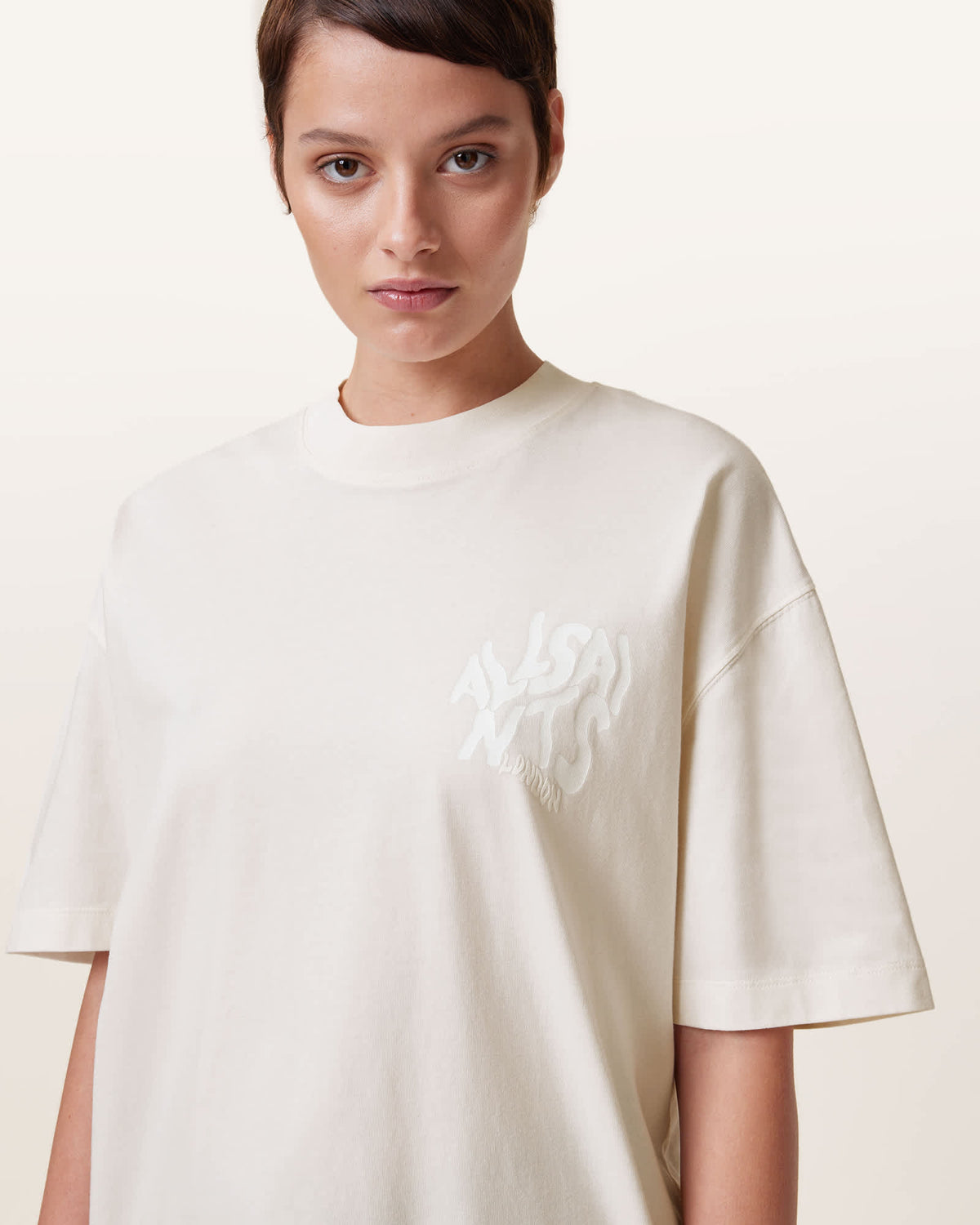 Orlando Logo Print Oversized T-Shirt ASHEN WHITE