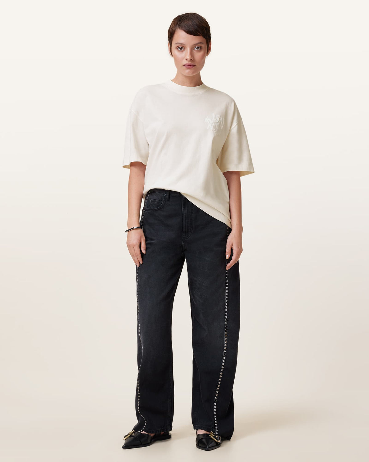 Orlando Logo Print Oversized T-Shirt ASHEN WHITE