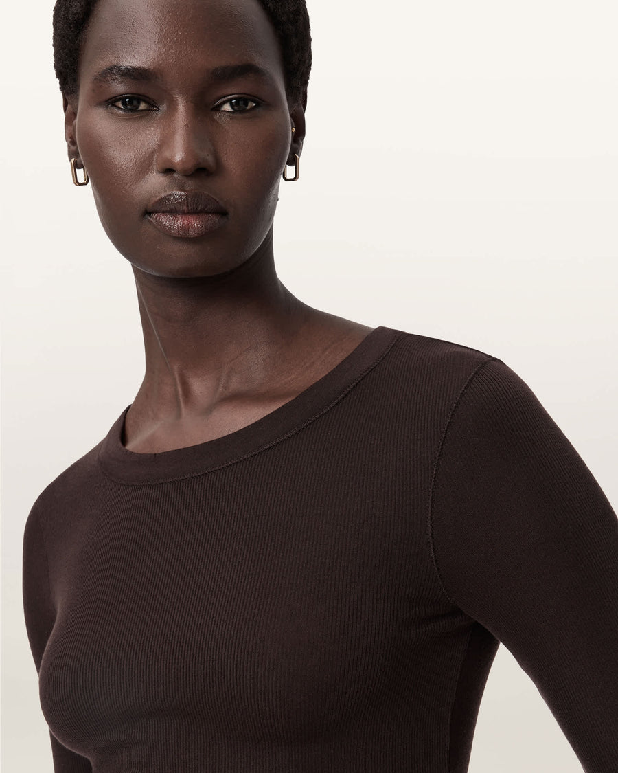 Rina Long Sleeve Crew Neck T-Shirt TORTE BROWN