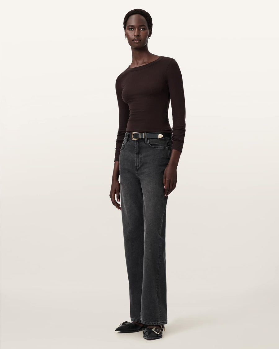 Rina Long Sleeve Crew Neck T-Shirt TORTE BROWN