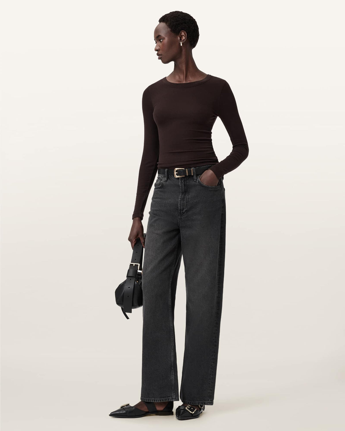 Rina Long Sleeve Crew Neck T-Shirt TORTE BROWN
