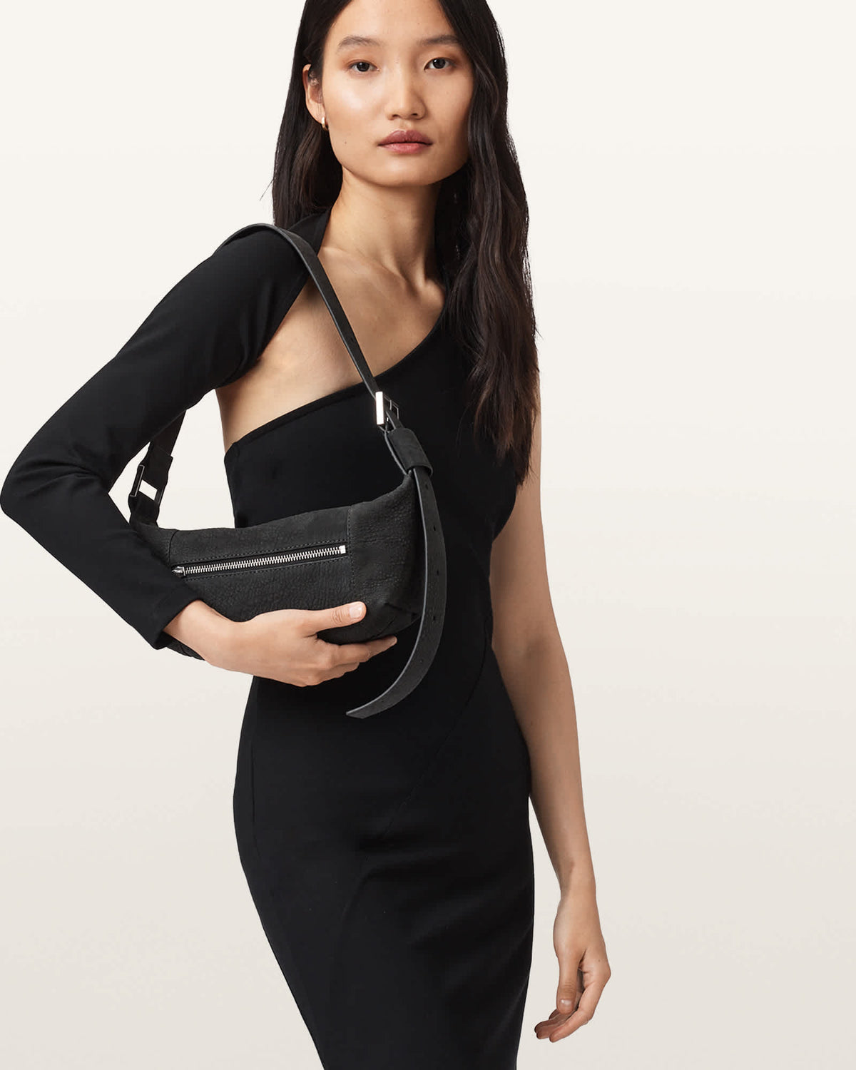 Vega Leather Mini Shoulder Bag METEORITE GREY