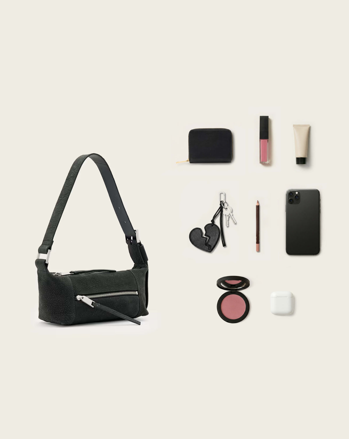 Vega Leather Mini Shoulder Bag METEORITE GREY