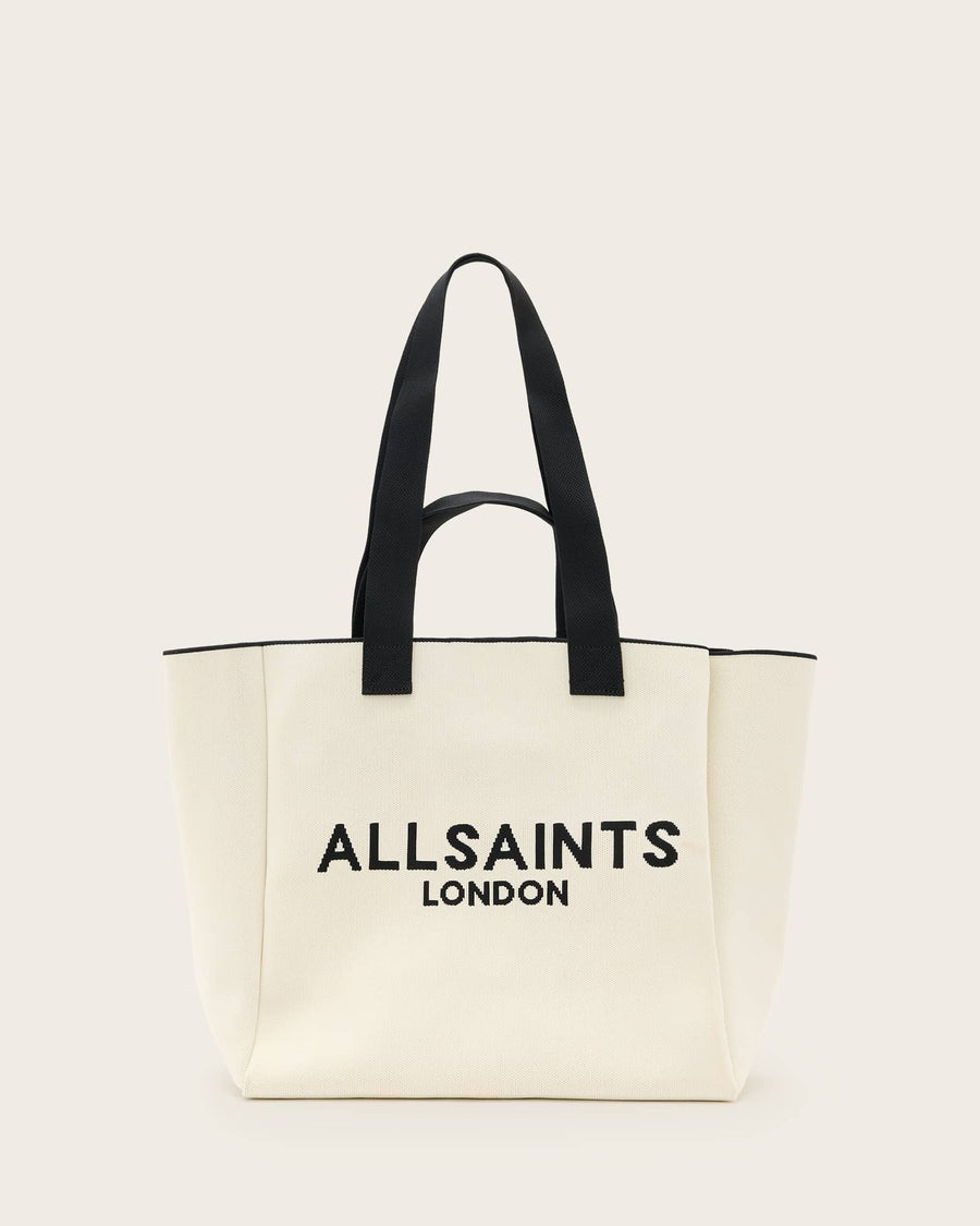 Izzy Large Logo Knitted Tote Bag White