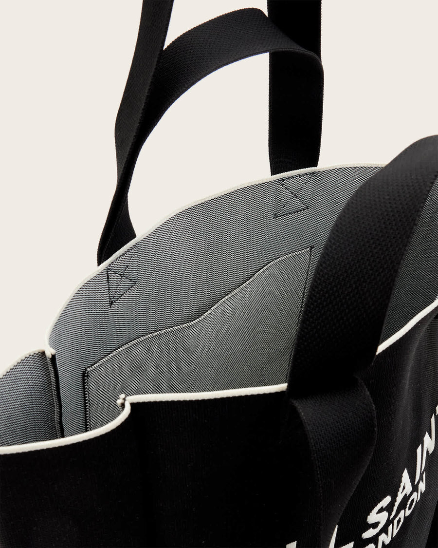 Izzy Large Logo Knitted Tote Bag Black