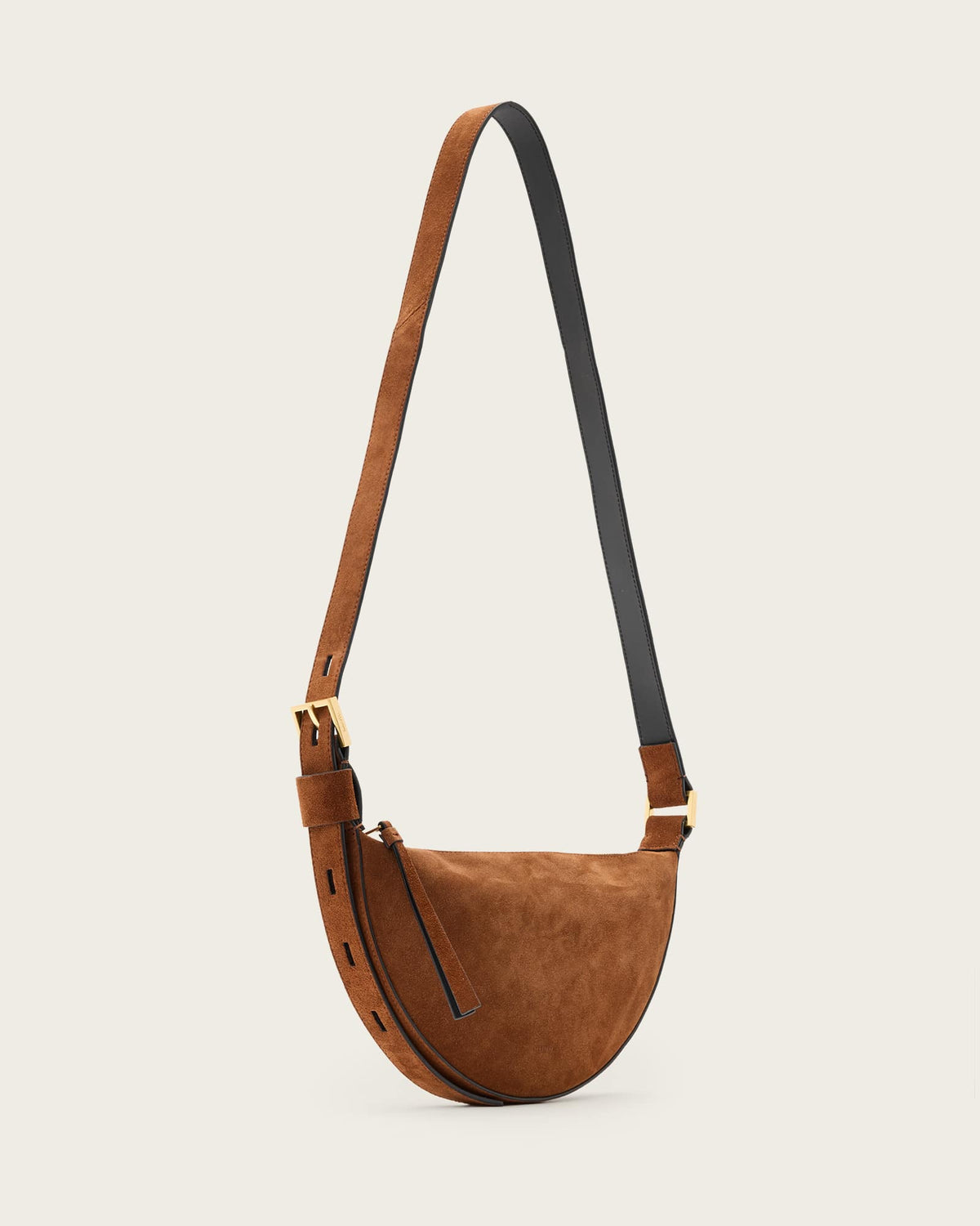 Half Moon Suede Crossbody Bag COGNAC BROWN