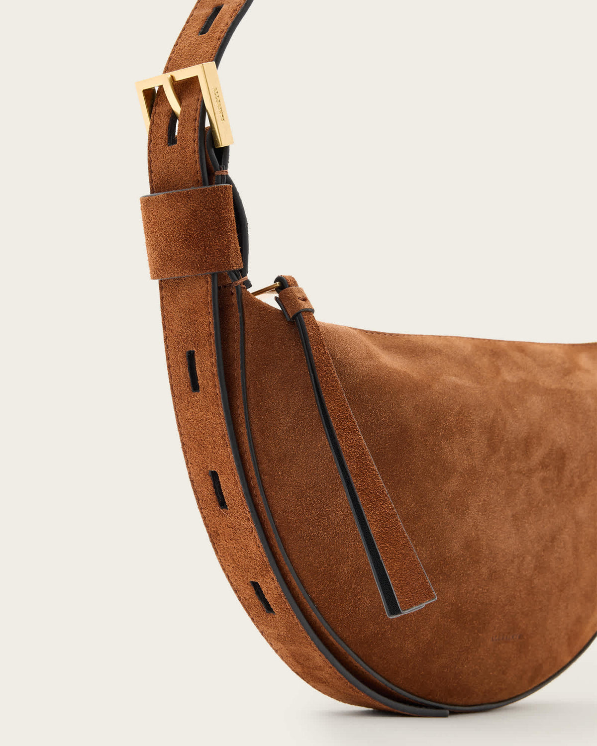 Half Moon Suede Crossbody Bag COGNAC BROWN