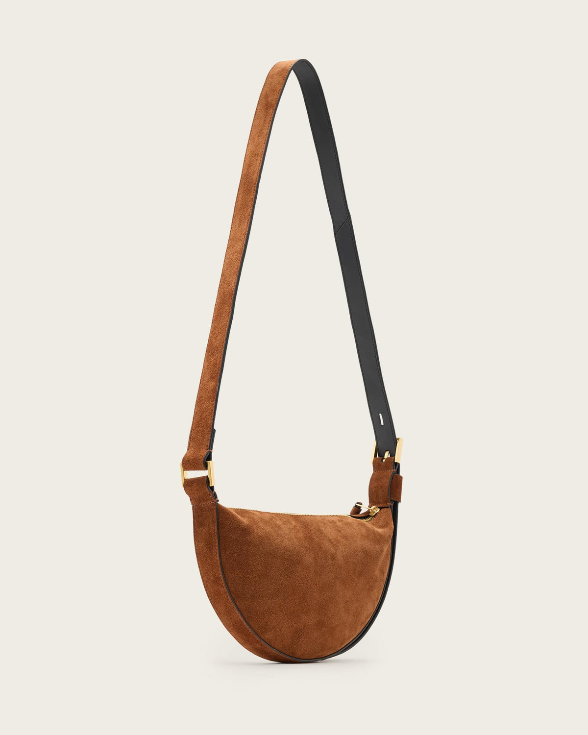 Half Moon Suede Crossbody Bag COGNAC BROWN