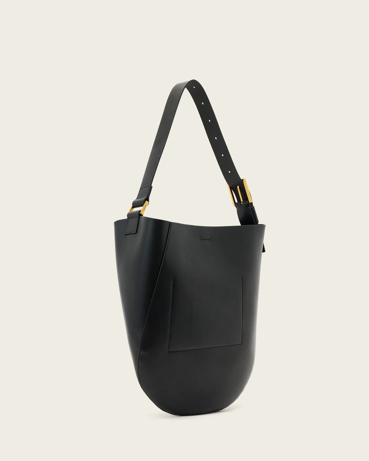 Luna Leather Hobo Shoulder Bag Black